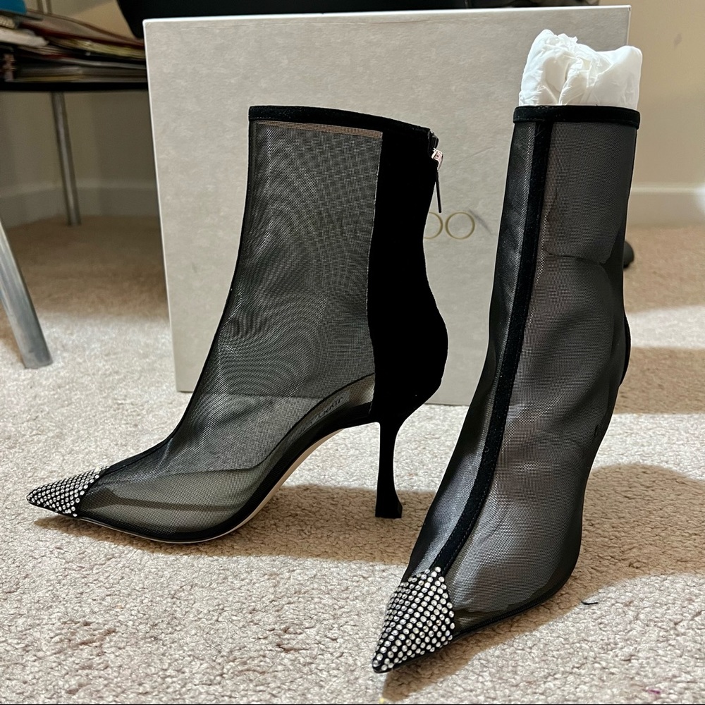 Jimmy Choo Naidoo 90 Mesh & Suede Bootie - Picture 7 of 16